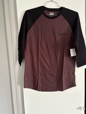 KREW Men’s Raglan T-Shirt Medium NWT Maroon Black 3/4 Sleeve Streetwear picture