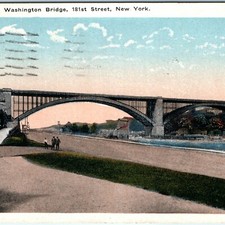 c1910s Washington Bridge 181st Street Harlem River NYC Postcard Brooklyn PM 1918 picture