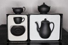 Lot of 6 Rare Vintage Wedgwood Black Basalt Jasperware Miniatures 2 Original Box picture