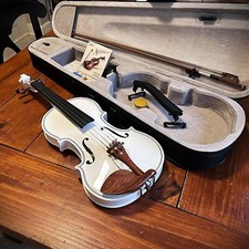 White Full-Size 4/4 Solid Wood Violin Package with Case, Bow, Rosin, and More picture