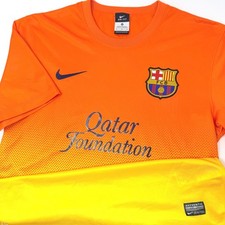 Nike FC Barcelona 2012-13 Away Jersey Orange Yellow Mens Medium 478328-815 FLAW picture