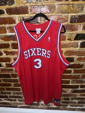 Vintage ALLEN IVERSON Reebok Red 76'ers Jersey, Size 60 (3XL) picture