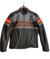 Harley Davidson Men's Black Motorcycle Biker Jacket Real Cowhide Leather Jacket picture
