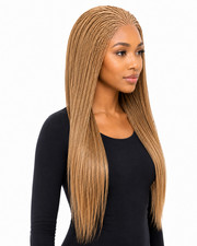 BRAIDED MICRO TWIST WIG . Made on a full lace wig.length is 26 Golden blonde. picture