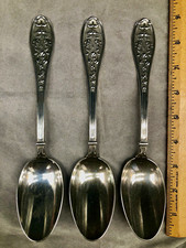 3 Henin & Cie .950 Sterling 1875 Minerva (1) French Acanthus Leaf Silver Spoons  picture