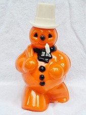 VIntage Rosen Rosbro Halloween Hard Plastic Orange Snowman White Hat and Pipe picture