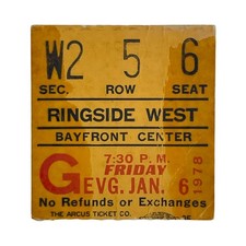 1978 Jan 6 Bayfront Center St. Petersburg Event Ticket Stub Ringside West Boxing picture