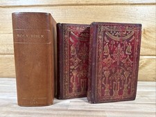 1796 HOLY BIBLE edinburgh FINE BINDING 2 vol set LEATHER rare ANTIQUE old BOX picture