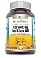 Amazing Norwegian Cod Liver Oil 1250mg Omega 3 250 softgels fresh Lemon Flavor picture
