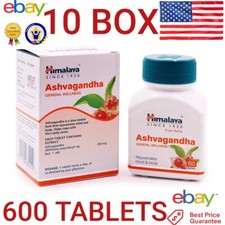 Ashwagandha Himalaya 10 Pack 600 Tablet Vegetarian Botanical 100% Pure Herbs New picture