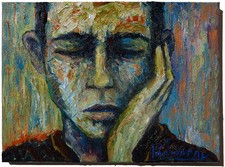 ORIGINAL FAUVE POP ART SIGNED OIL PAINTING ABSTRACT PORTRAIT VINTAGE FOR SALE NR picture