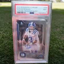 🔥Darian Mensah 2025 Bowman Chrome 1st Rookie/prospct Auto ON CARD PSA9, Low Pop picture