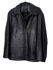 Vintage Y2K 2002 GAP Genuine Black Leather Jacket Full Zip Size L picture