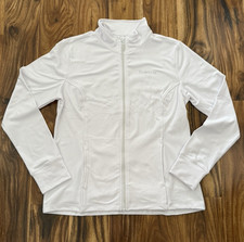 NEW BEBE Jacket Sweater With Rhinestone Zipper Size Large White (MSRP$99)Soft picture
