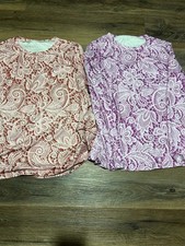2 tops Women's Multicolor Floral Crew Neck Long Sleeve Pullover  Regular L picture