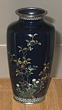 Fine Antique Early Inaba Signed Japanese Cloisonne Vase - Rare Mark w/ Bird picture