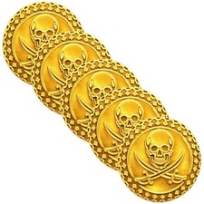 LOT 5 X 1/1000 OZ MONARCH PIRATE JOLLY ROGER  .9999 FINE GOLD ROUNDS NEW 🔥 picture
