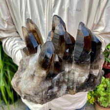 7.93LB Natural Black Smoky Quartz Crystal Cluster Raw Mineral Specimen picture