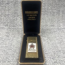 The Riviera Las Vegas 14k Gold Plate Slim Lighter In Case Made In The USA picture