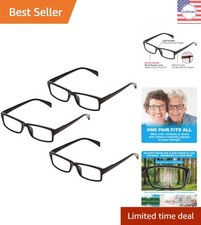Convenient 3-Pack Adult Reading Glasses with Adjustable Strengths & UV Coating picture