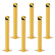 6 Pack 36'' Parking Bollard Post Sets Anchored Heavy Duty Steel Bollards Posts picture