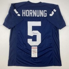 Autographed/Signed Paul Hornung Notre Dame Blue College Jersey JSA COA picture