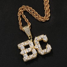 Hip Hop Custom Charm Solid A-Z Letter Pendant Necklace 5A Big Zircon Rap Jewelry picture