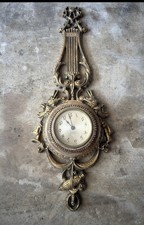 Antique Seth Thomas Lyre Wall Clock 4 Jewels 8 Day Gilt Metal 22” picture