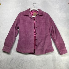 Vintage A.M.I. Jacket Women's Purple Leather Long Sleeve Button Up - Small picture
