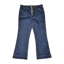 DG2 Diane Gilman Pull-On Womens M Petite Flare Leg High Rise Pockets Stretch PM picture