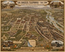 119 Historical Los Angeles, California Pictorial Map Circa 1900 8x10 Wall Art picture