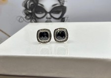David Yurman Sterling Silver Albion Black Onyx Stud Earrings & Diamonds picture