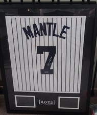 Framed Facsimile Autographed Mickey Mantle 24x36 Reprint Laser Auto Jersey picture