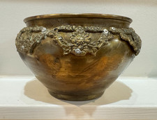 Antique French Style Jardiniere Cachepot Bronze Brass Floral Foliate Ornate picture