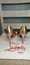 Christian Louboutin Iriza Pumps 85 - Calf Leather - Gold - 37.5 7US $845 picture
