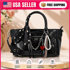 Madden NYC Women's Black Slouchy Satchel Top Handle Crossbody Purse Bag NWT picture