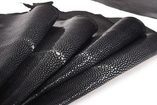 1Pcs Genuine Stingray Shagreen Real Skin Leather Soft Hide Pelt Black 7inch picture