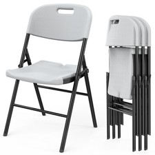 4-20PC Outdoor Plastic Folding Chair Commercial Contoured Steel Frame Seat White picture