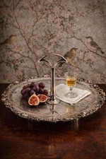 Vintage Poole Silver Silverplate Tidbit Tray Pattern 7147 Grape Border picture