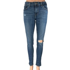 Levi's 710 Super Skinny Women's Blue Distressed Mid Rise Denim Jeans Size 31 picture