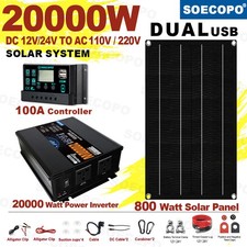 20000W Solar Power Inverter Kit | 800W Panel + Controller | 12V/24V to 110V/220V picture