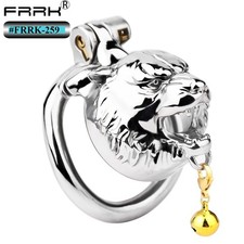 FRRK Metal Tiger Chastity Device For Men Bondage Cage Lock With 4 Ring&Bell picture
