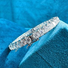 20 CTW Round Cut VVS1 Moissanite Round Tennis Bracelet in 14K White Gold Plated picture