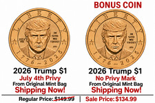 2026 Trump $1 Dollar July 4th Privy Mark America 250th Unc + BONUS SHIPPING NOW picture