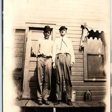 c1910s Two Young Men Bowler Hat Fashion RPPC Real Photo Postcard W.L. Forrest picture