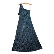 NWT Lulus Pretty Marvelous Dark Teal Velvet Floral One-Shoulder Maxi Dress Sz M picture