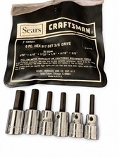 Vintage Craftsman 42684 6-Pc SAE Hex Bit Socket Set 3/8 Drive USA Pouch picture