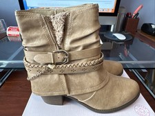 Jellypop Women's FOSSA Bootie Vegan Leather Natural Distress (J193CES) picture