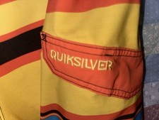 Quiksilver Board Shorts Swim Trunks Orange Striped Surf Swimwear  Men's Size 40 picture
