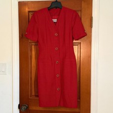 Kasper for A.S.L. Vintage Red Gold Button Dress NWT Women's Size 6 picture